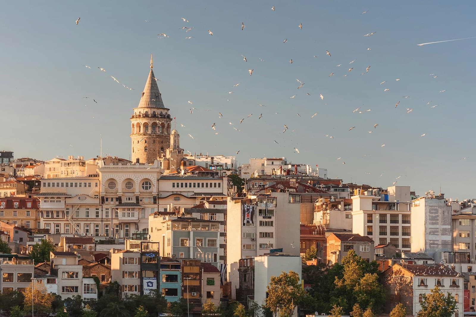 İstanbul'da Galata Kulesi ve çevresindeki tarihi şehir dokusu